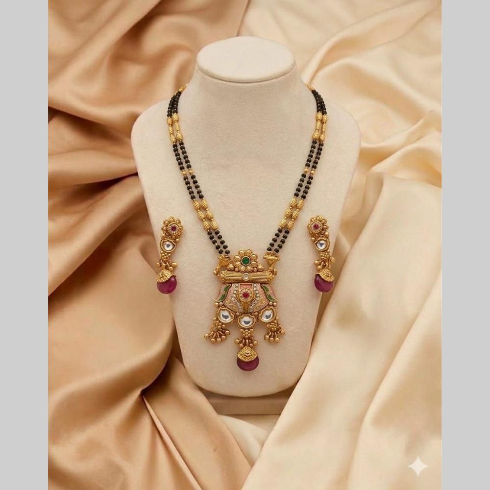 FS Collection Modern Ethnic Pota Stone And Meenakari Mangalsutra
