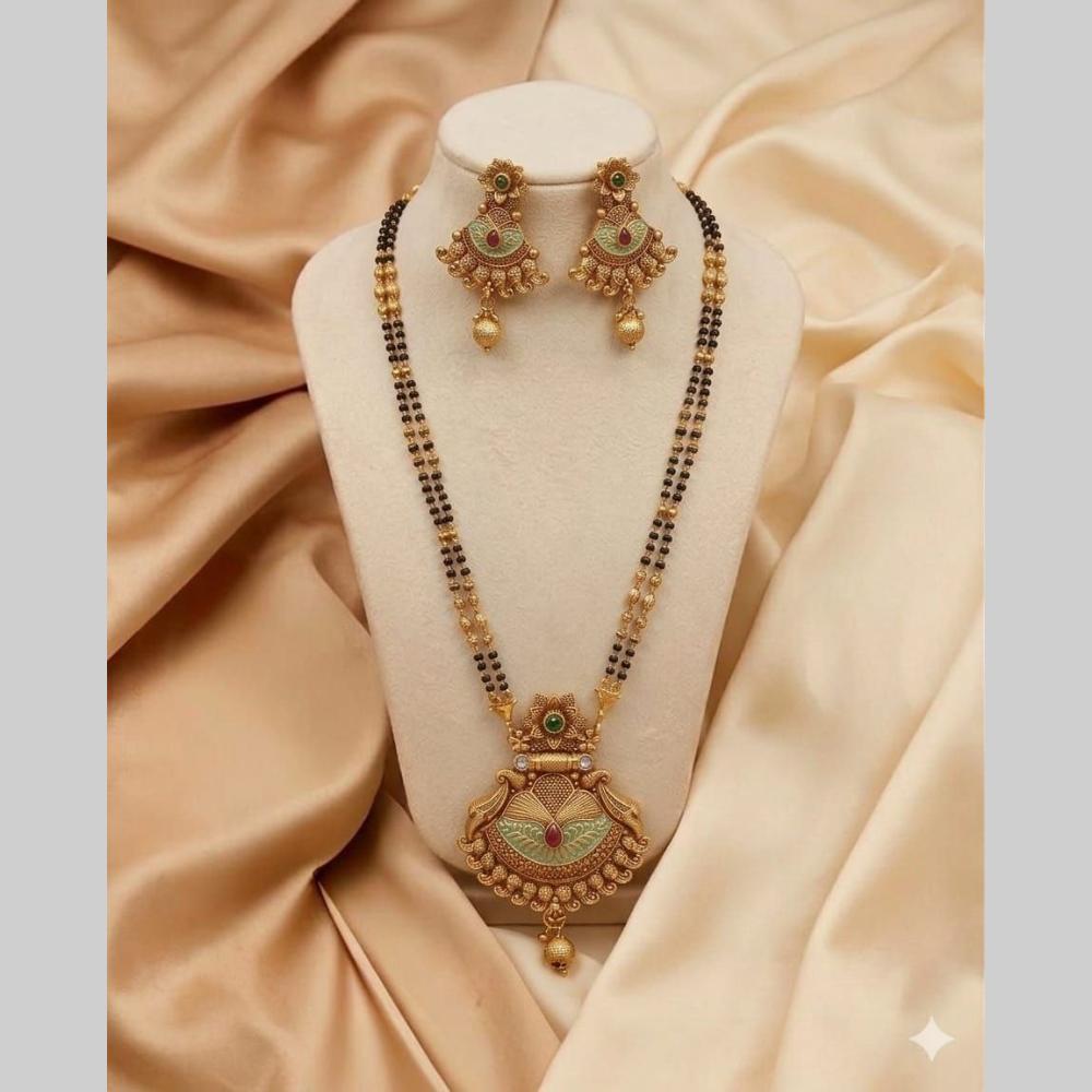 FS Collection Modern Ethnic Pota Stone And Meenakari Mangalsutra