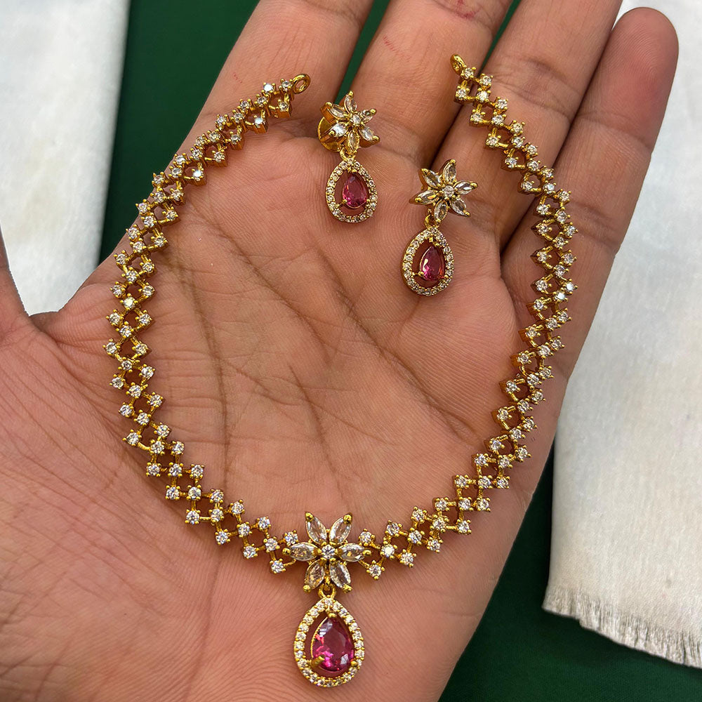 FS Collection Glamorous Crystal Stone Necklace Set