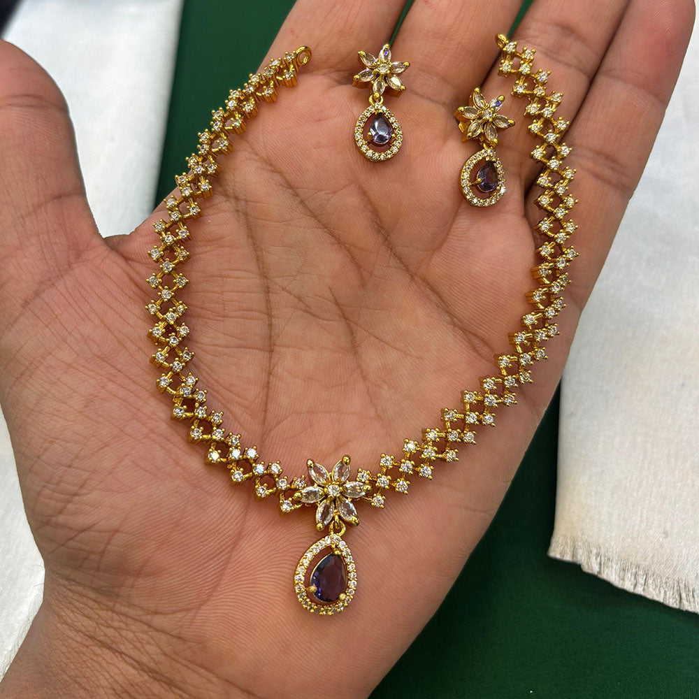 FS Collection Glamorous Crystal Stone Necklace Set