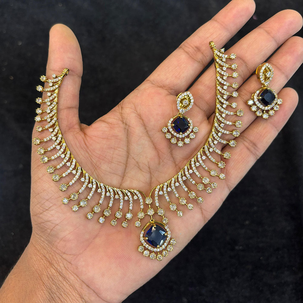 FS Collection Glamorous Crystal Stone Necklace Set