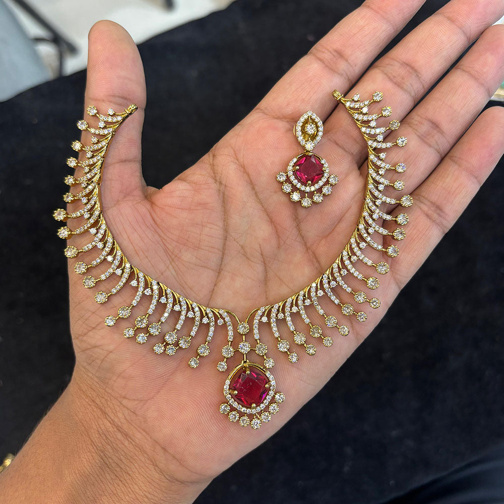 FS Collection Glamorous Crystal Stone Necklace Set