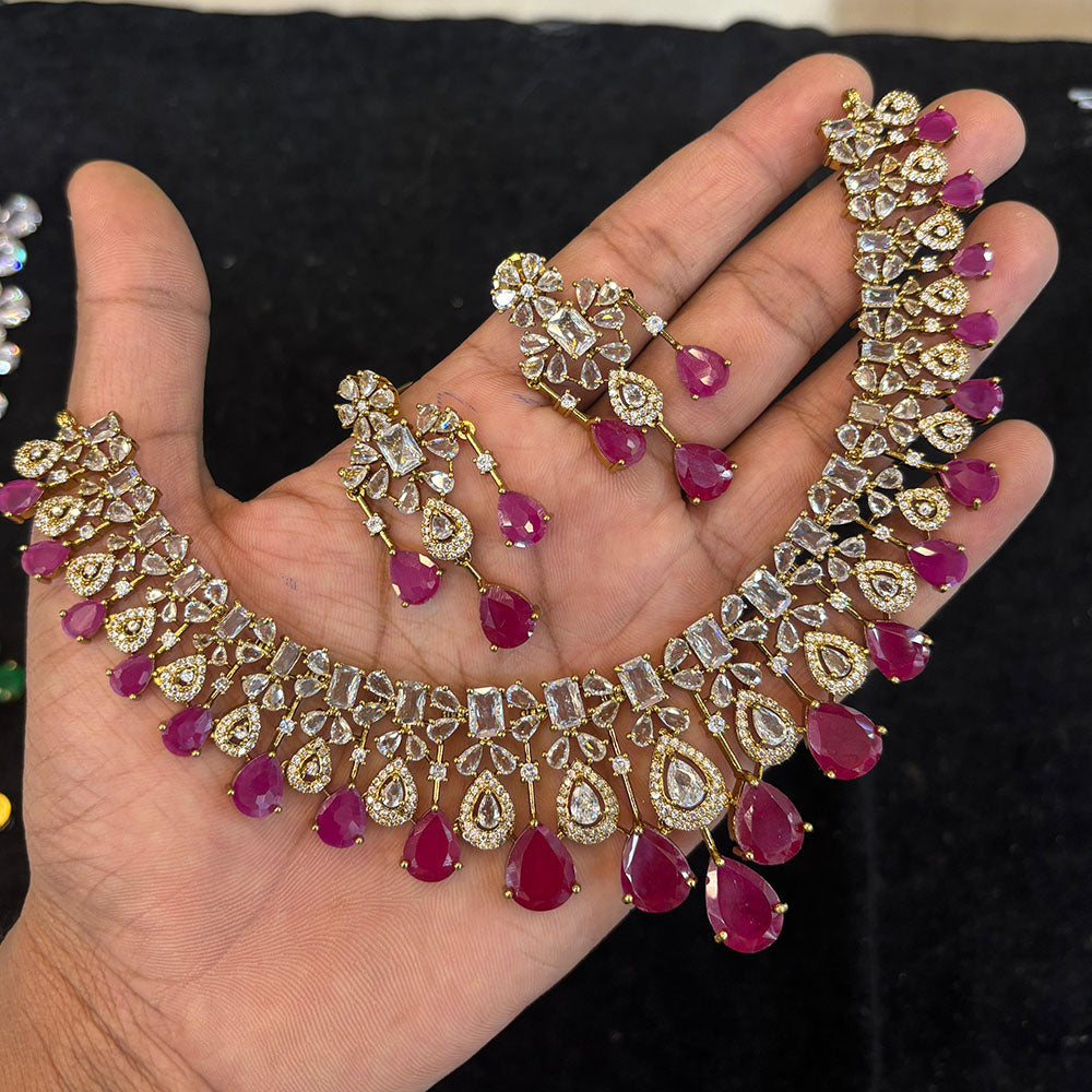 FS Collection Sparkling American Diamond Designer Necklace Set