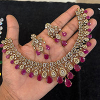 FS Collection Sparkling American Diamond Designer Necklace Set