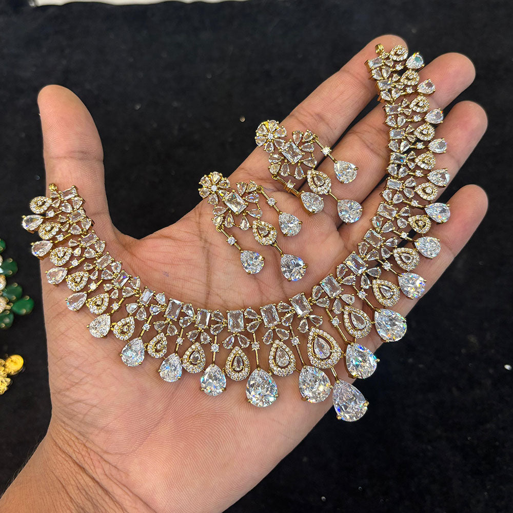 FS Collection Sparkling American Diamond Designer Necklace Set