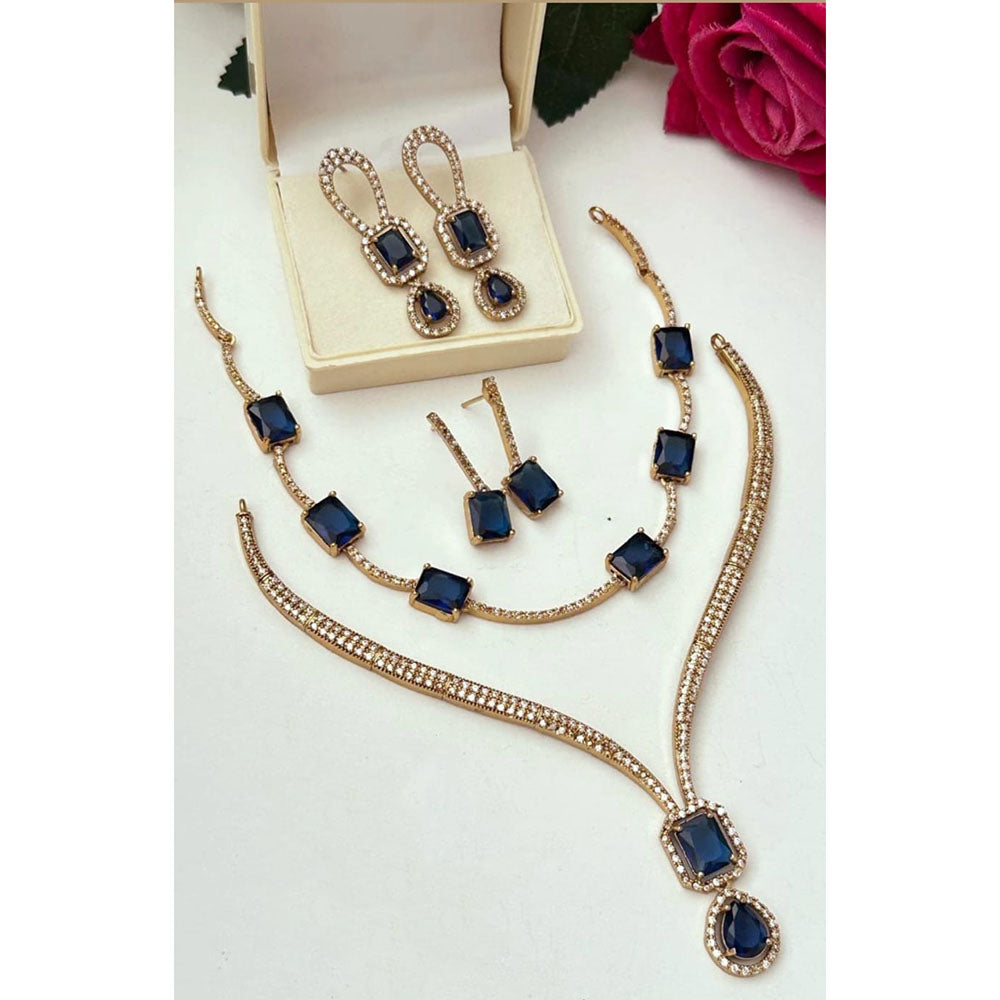 FS Collection Glamorous Crystal Stone Necklace Set