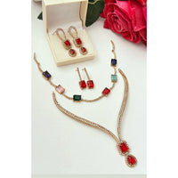 FS Collection Glamorous Crystal Stone Necklace Set