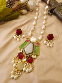 FS Collection Glamorous Pota Stone And Beads Necklace Set