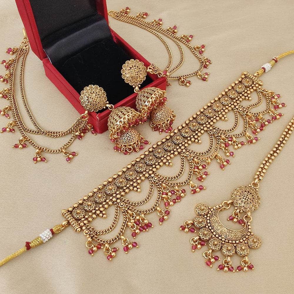 FS Collection Glamorous Pearl And Chokar Necklace Set