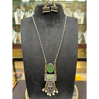 FS Collection 2 Tone Plated Pota Stone And Peal Necklace Set