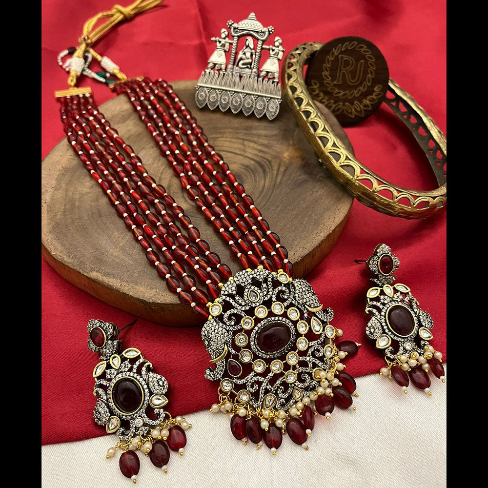 FS Collection Glamorous Pota Stone Pearl And Beads Necklace Set