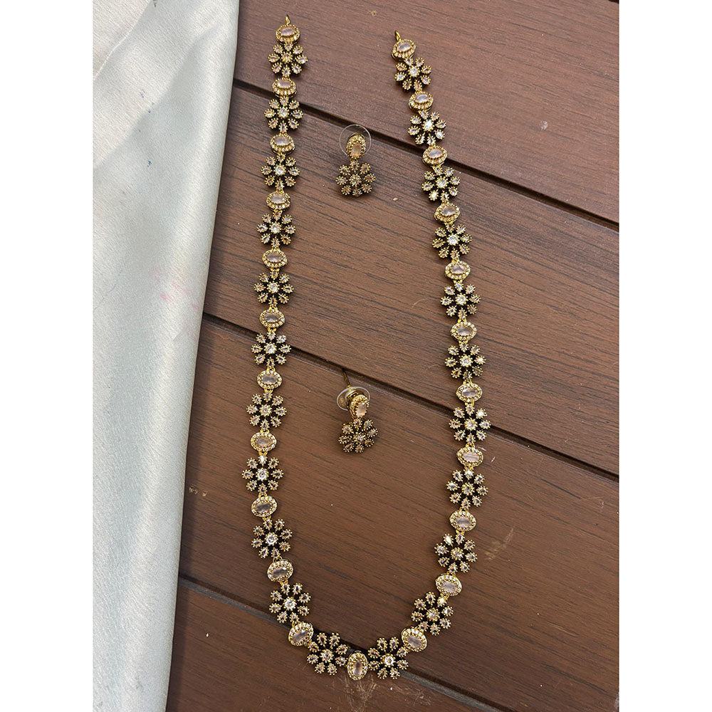 FS Collection Glamorous Crystal Stone Long Necklace Set
