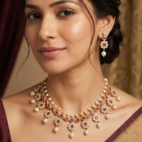 FS Collection Pota Stone And Austrian Stone Designer Necklace Set