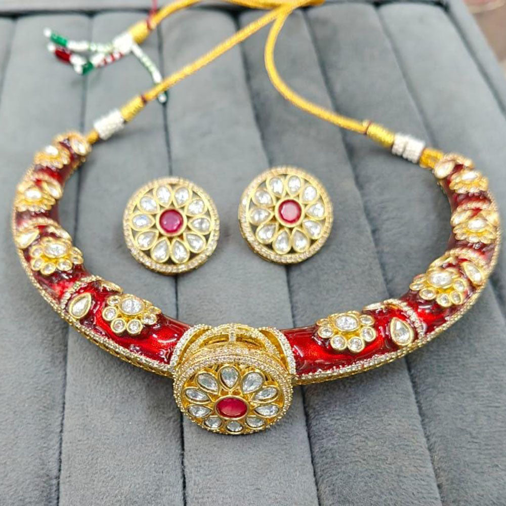 FS Collection Pota Stone And Austrian Stone Designer Necklace Set