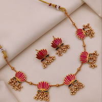 FS Collection Lotus Design Pearl Elegance Necklace Set