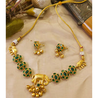 FS Collection Glamorous Pota Stone Elephant Ghungroo Necklace Set