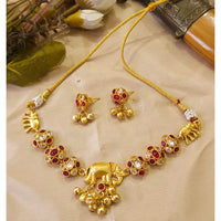 FS Collection Glamorous Pota Stone Elephant Ghungroo Necklace Set