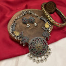FS Collection Royal 2 Tone Plated Pota Stone Pearl And Beads Necklace Set