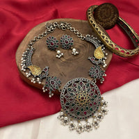 FS Collection Royal 2 Tone Plated Pota Stone Pearl And Beads Necklace Set