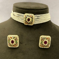 FS Collection Glamorous Pota Stone And Pearl Choker Necklace Set