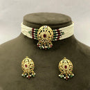 FS Collection Glamorous Pota Stone And Pearl Choker Necklace Set