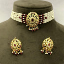 FS Collection Glamorous Pota Stone And Pearl Choker Necklace Set