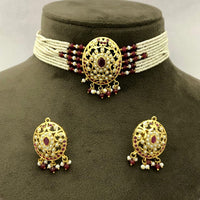FS Collection Glamorous Pota Stone And Pearl Choker Necklace Set
