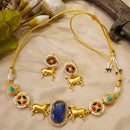 FS Collection Glamorous Pota Stone And Pearl Necklace Set