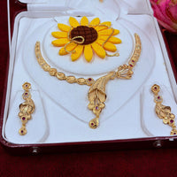 FS Collection Glamorous Pota Stone Gold Plated Necklace Set