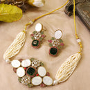 FS Collection Glamorous Pota Stone And Pearl Choker Necklace Set