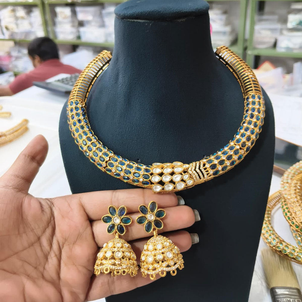 FS Collection Glamorous Pota Stone Choker Necklace Set