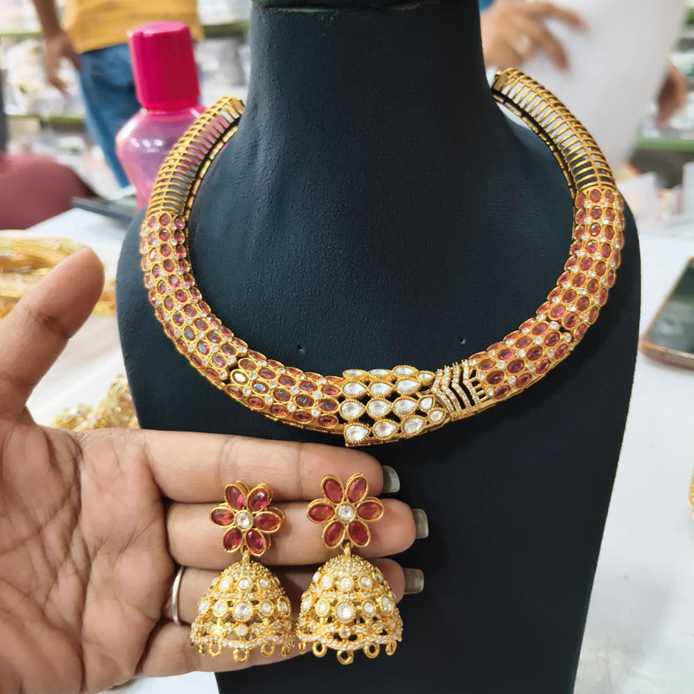 FS Collection Glamorous Pota Stone Choker Necklace Set