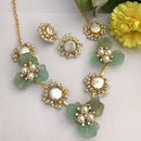 FS Collection Heritage Style Crystal Stone And Floral Mother Of Pearl Necklace Set