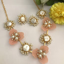 FS Collection Heritage Style Crystal Stone And Floral Mother Of Pearl Necklace Set