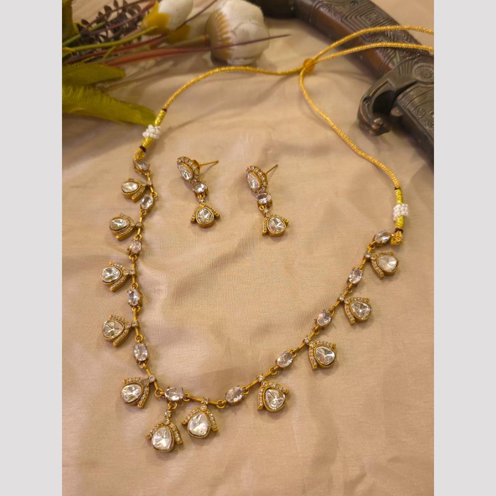 FS Collection Royal Polki Kundan Stone And Pota Stone  Necklace Set