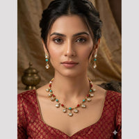 FS Collection Royal Polki Kundan Stone And Pota Stone  Necklace Set