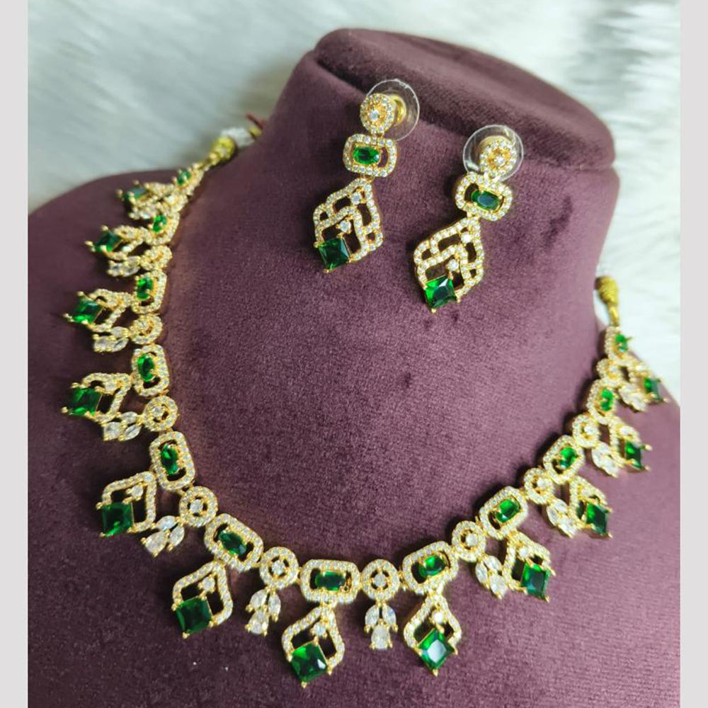 FS Collection Premium Gold Plated Austrian Stone And Crystal Stone Necklace Set