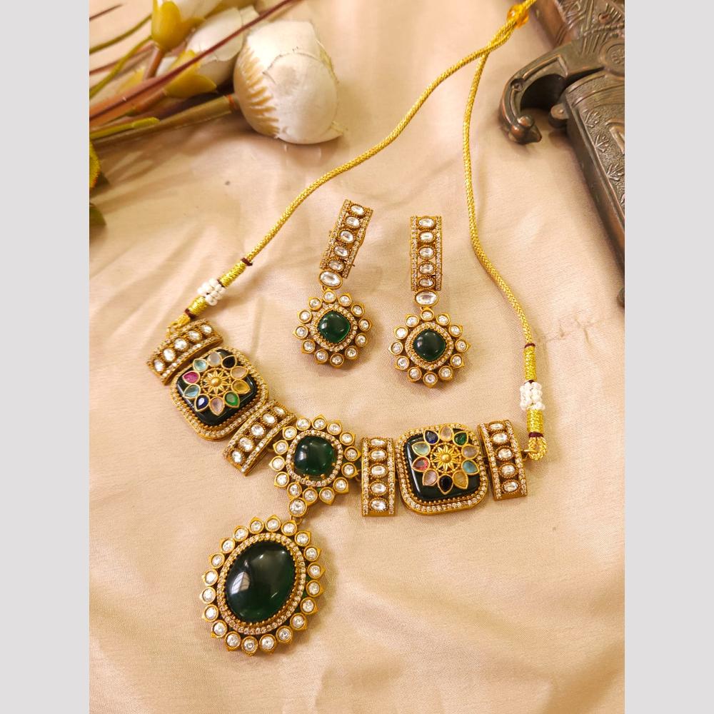 FS Collection Glamorous Pota Stone Choker Necklace Set