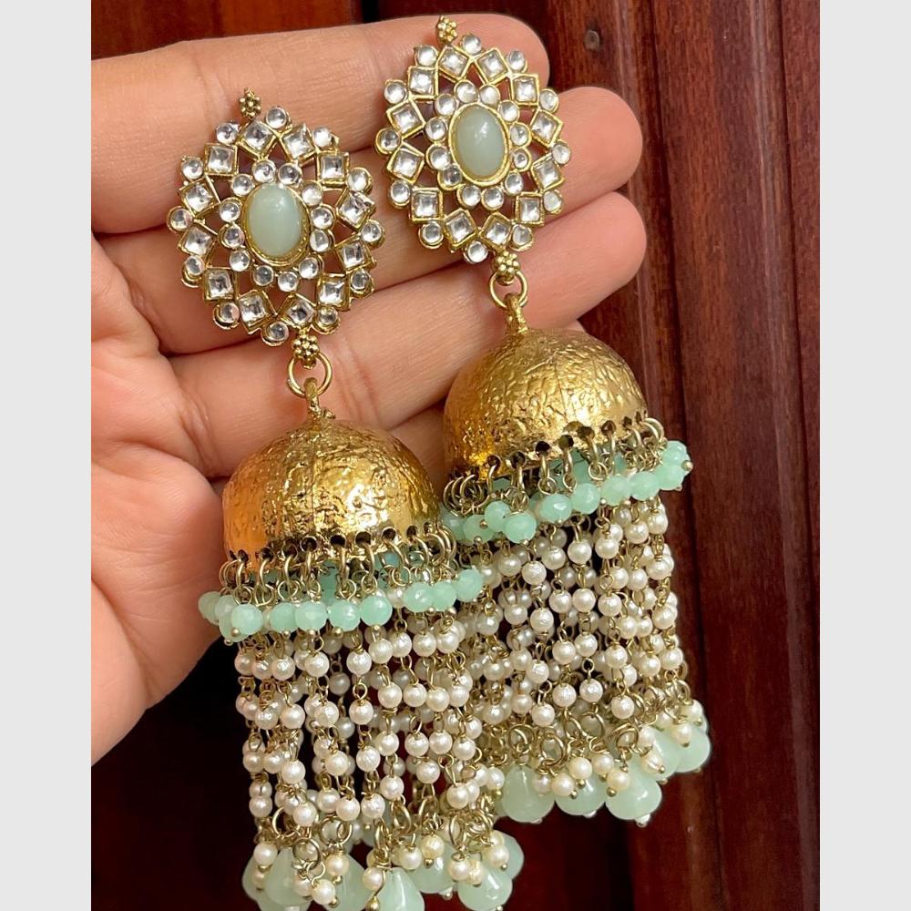 FS Collection Kundan Stone And Beads Designer Dangler Earrings