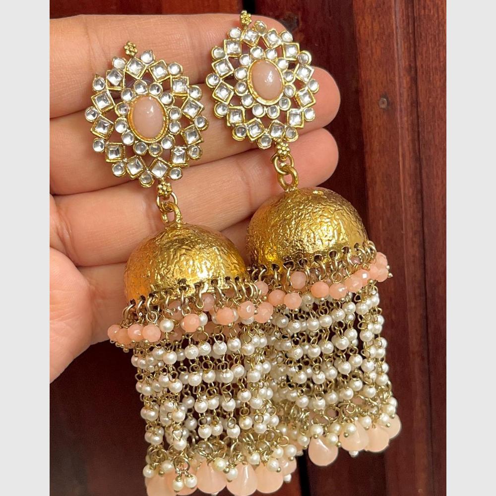 FS Collection Kundan Stone And Beads Designer Dangler Earrings