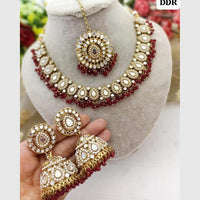 FS Collection Gold Plated Pearl & Mirror Choker Necklace Set