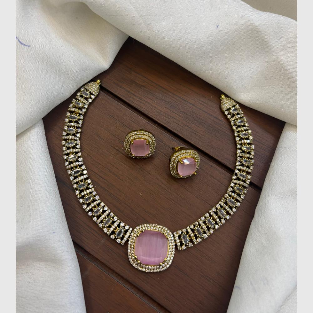 FS Collection Gold Plated AD Stone Choker Necklace Set
