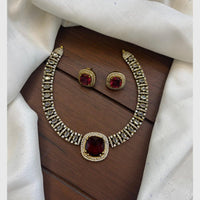 FS Collection Gold Plated AD Stone Choker Necklace Set