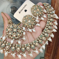 FS Collection Gold Plated Crystal & Pearl  Necklace Set