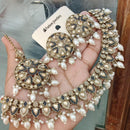 FS Collection Gold Plated Crystal & Pearl  Necklace Set