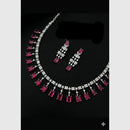 FS Collection Silver  Plated Ad Stone Necklace Set