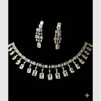 FS Collection Silver  Plated Ad Stone Necklace Set