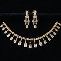 FS Collection Gold Plated Ad Stone Necklace Set