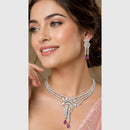 FS Collection Silver Plated AD Stone Necklace Set