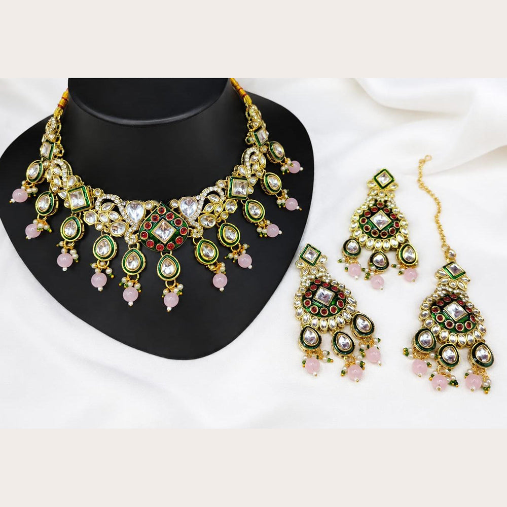 FS Collection Premium Crystal Stone Pearl And Beads Necklace Set for Women